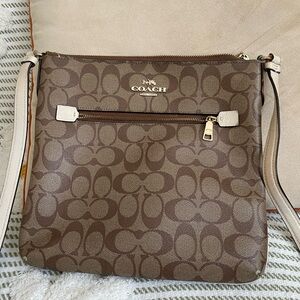 Coach Tan and Cream Signature Crossbody Bag